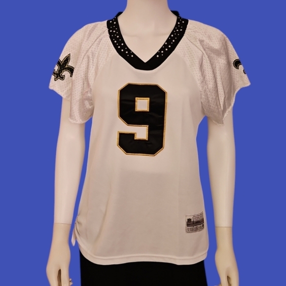 REEBOK NFL Embellished Drew Brees New Orleans Saints V-Neck Jersey Small - Picture 1 of 11